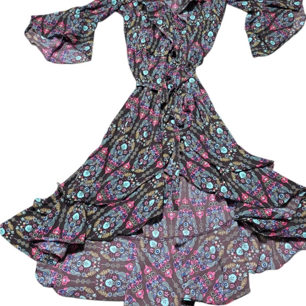 Roper High Low Dress - Pink, Blue, Brown